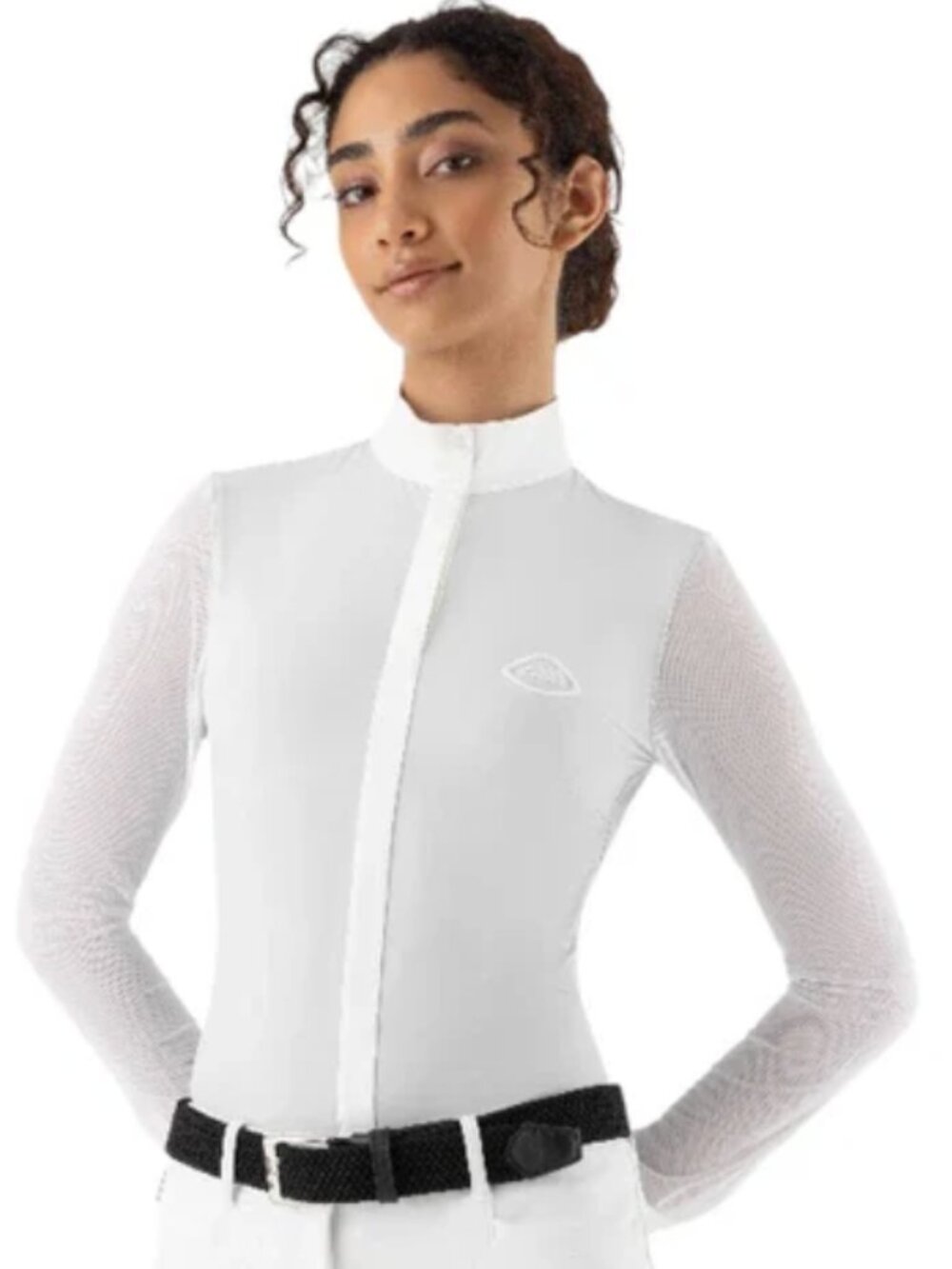 EQUILINE Eqcubra Show Shirt in White (NWT) for Equestrians, UPF 30+, Large